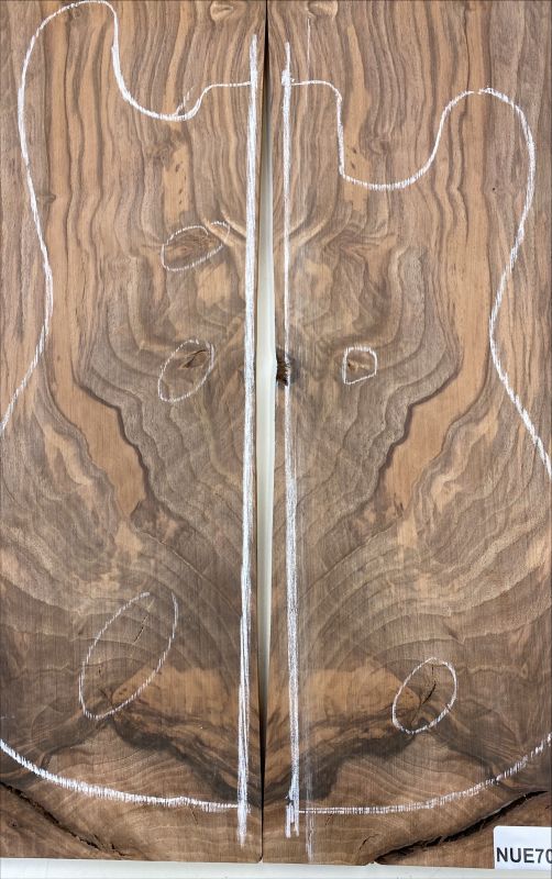 Top European Walnut figured 2-pcs., 9mm, Unique Piece #102